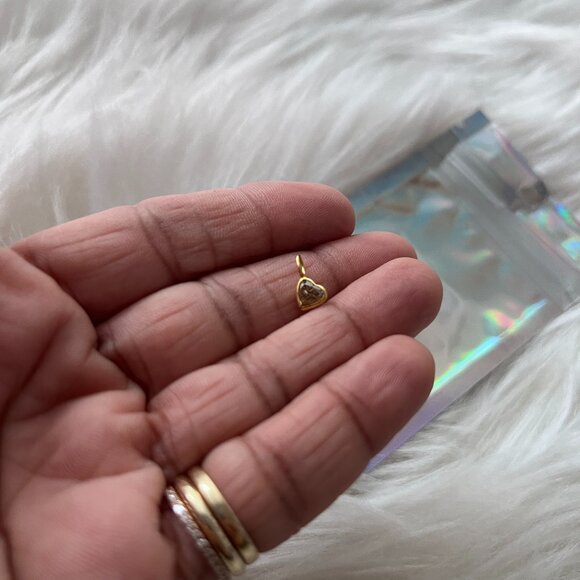 14K Yellow Gold Brown Diamond Heart Charm - Picture 1 of 5